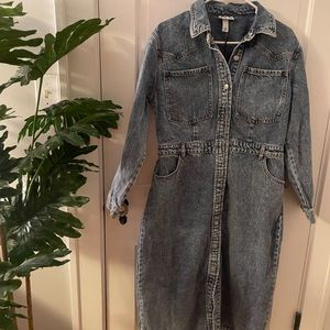 Future Collective  Blue Denim Midi Dress